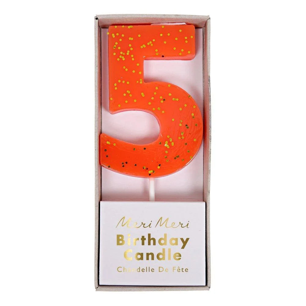 Glitter Birthday Number 5 Candle